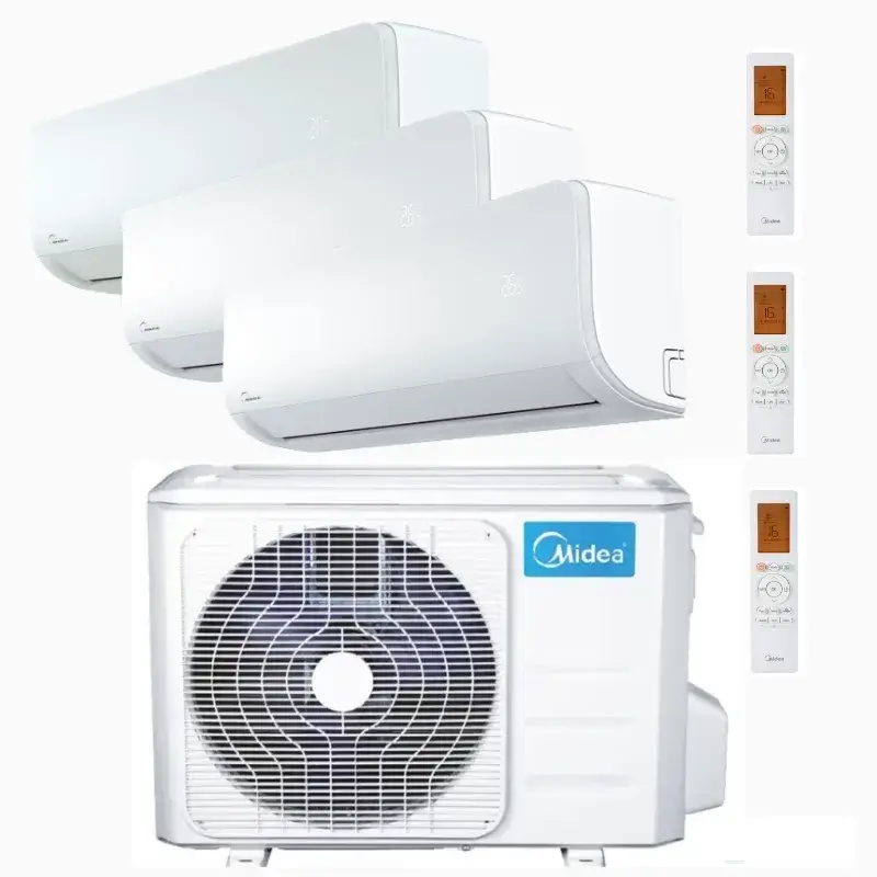midea_multi_split_komplet_jedna_spoljna_tri_unutrašnje_jedinice Midea Multi Split Free Match 27.000 BTU – komplet 3 × 9.000 BTU unutrašnje zidne jedinice - Slika 1